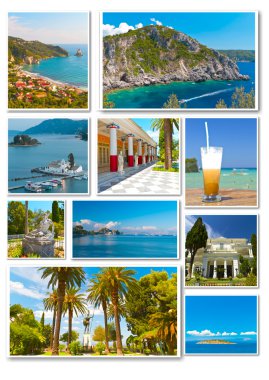 corfu Yunanistan dan fotoğrafları kolaj bir