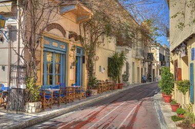 geleneksel ev plaka alan, Atina, Yunanistan