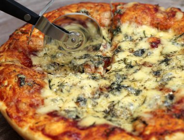 lezzetli fırında pizza, yakın çekim