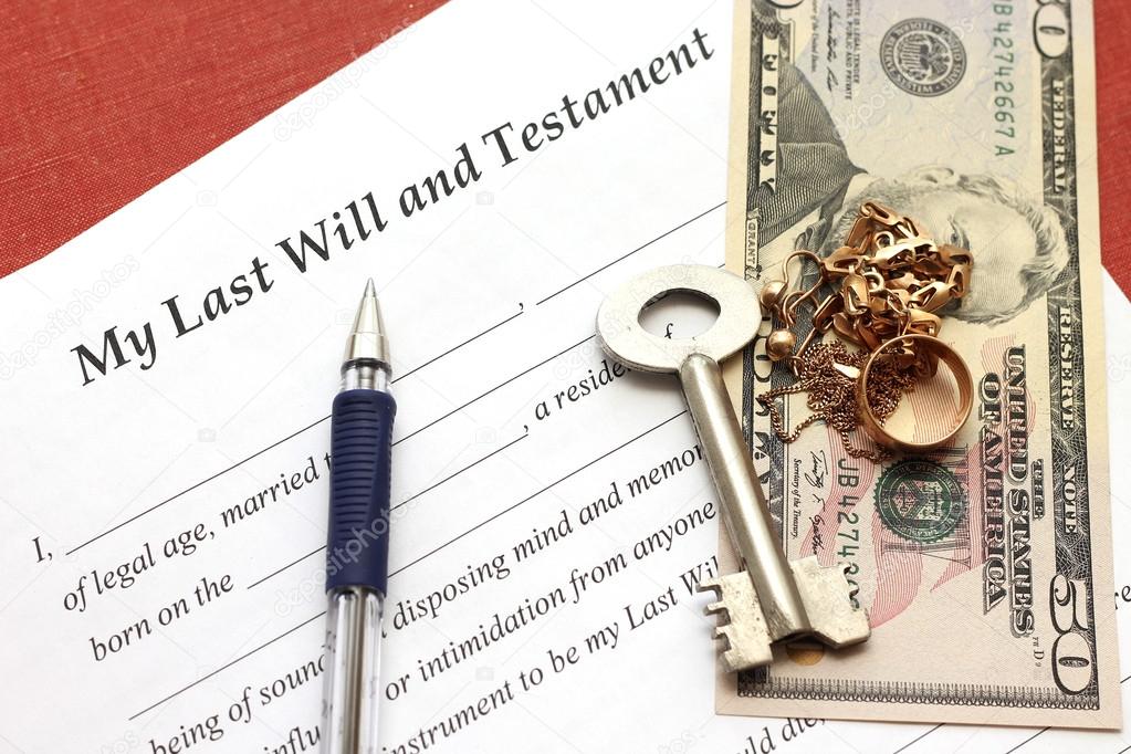 One's last will and testament with gold and money