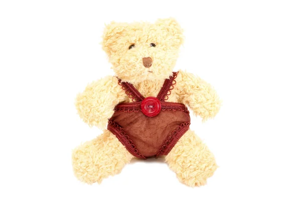Image of gunny teddy bear in handmade clothes — Stock Photo, Image