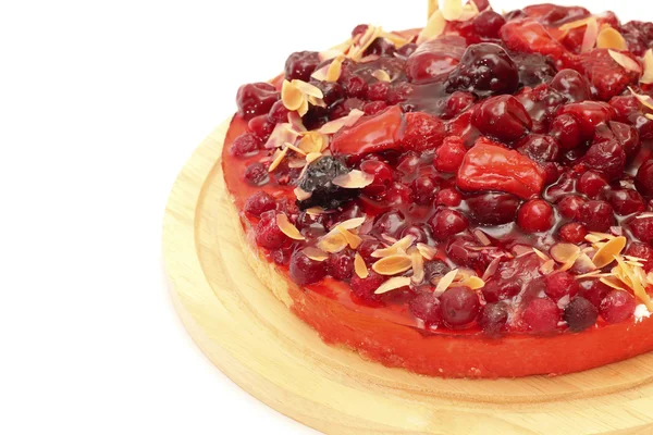 Close-up of tasty homemade flan with berries — Stock Photo, Image