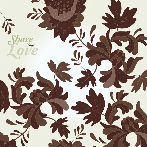 Love Flowers Elegante tarjeta ornamental en estilo japonés — Vector de stock