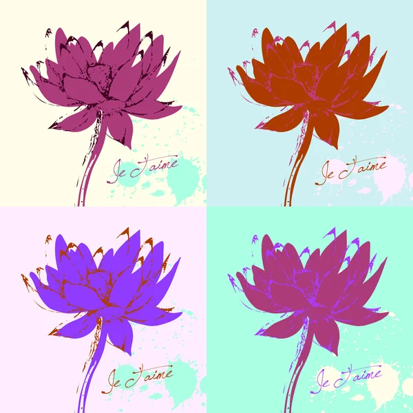 Colorato Lotus floreale senza cuciture Pattern Card — Vettoriale Stock