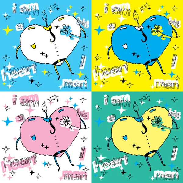 Big Heart Man Tarjeta de amor sin costuras con estrellas — Vector de stock