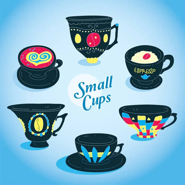 Vector Elegant Small Cups Collection — Stock Vector