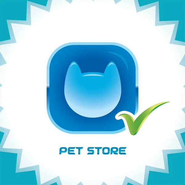 Icone, bottone, logo del negozio di animali domestici lucidi vettoriali — Vettoriale Stock