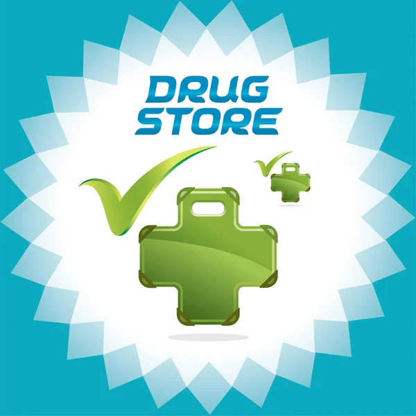 Famille Drugstore accepter des icônes, logo avec la couleur verte — Image vectorielle