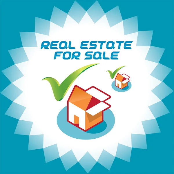 Icônes d'acceptation d'immobiliers, illustration de logo avec la boîte et la maison pour le Web et la conception d'impression — Image vectorielle