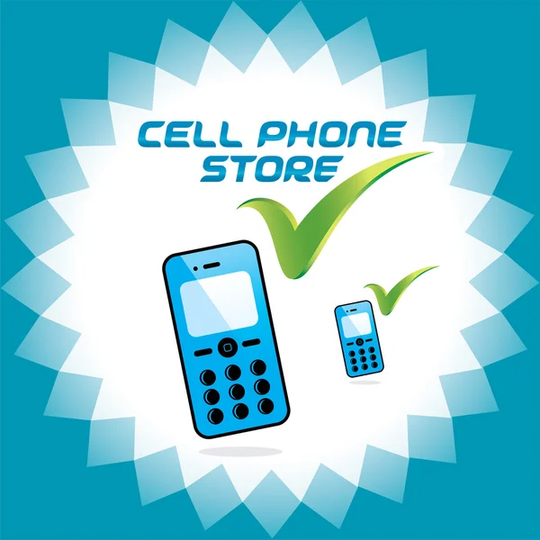 Vector glanzende mobiele telefoon winkel accepteren pictogrammen, knop, logo — Stockvector