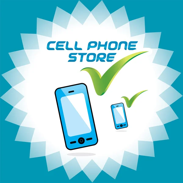 Sklep błyszczący telefon komórkowy wektor zaakceptować przycisk, ikony, logo — Wektor stockowy