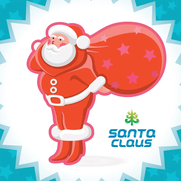 Glossy Santa Claus Boldog karácsonyt, Újévi illusztráció, ikonok, gomb, jel, szimbólum a család, fesztivál ünnepe, baba, gyermekek, tinédzser — Stock Vector