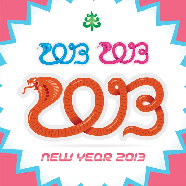 Buon Natale, Capodanno 2013 Segno zodiacale, Serpente, Badge, Icona, Simbolo — Vettoriale Stock