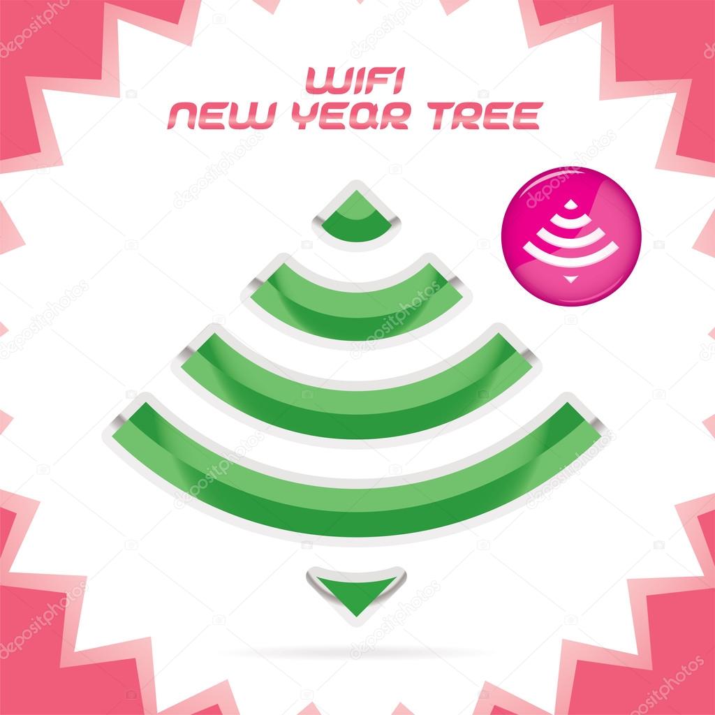 Clean Glossy Merry Christmas, New Year wifi Icon, Symbol, Button for Web, Customers