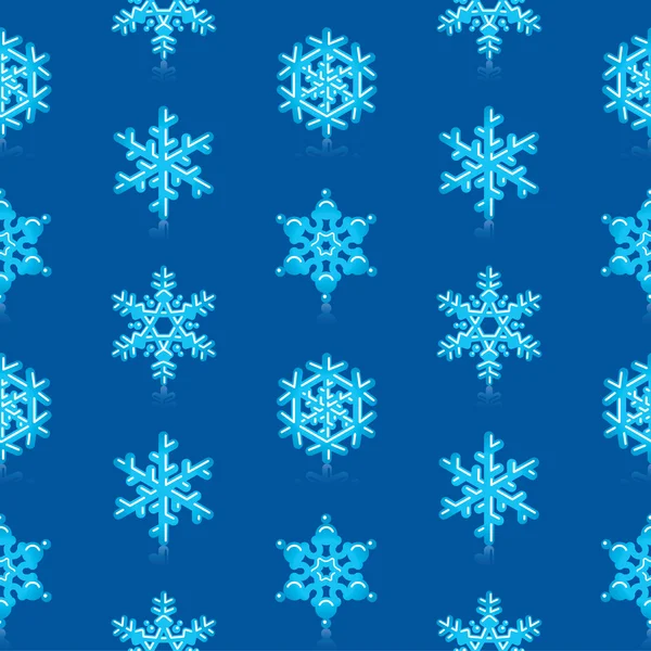 Glossy 3d Modern Deep Blue Snowflakes Pattern — Stock Vector