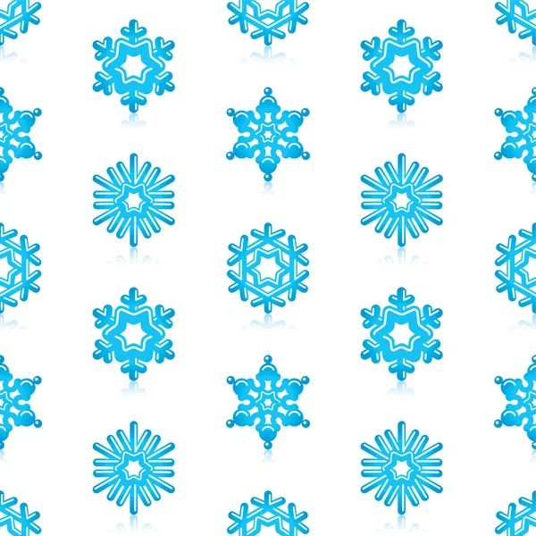 Glossy 3d Modern Blue Snowflakes Pattern — Stock Vector