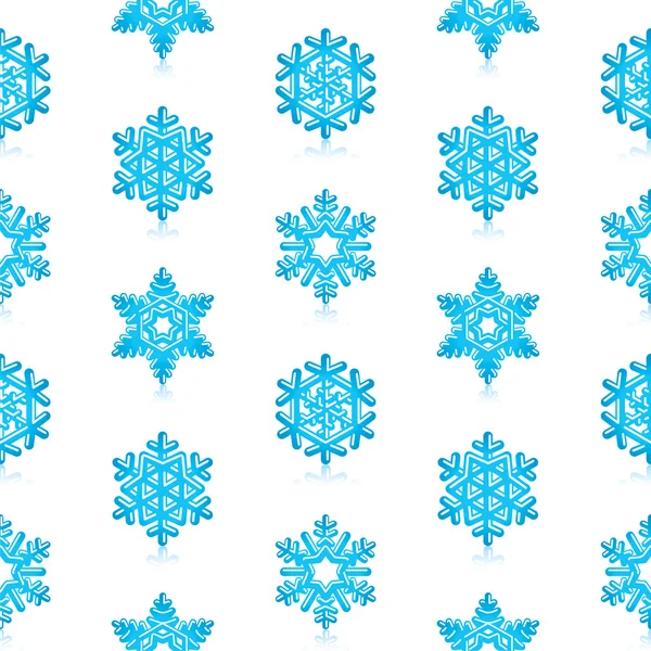 Glossy 3d Modern Blue Snowflakes Pattern — Stock Vector