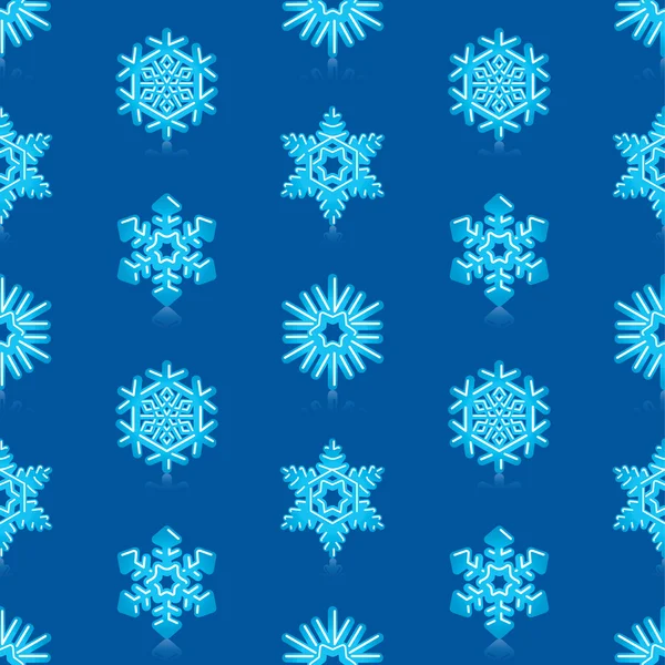 Glossy 3d Modern Deep Blue Snowflakes Pattern — Stock Vector