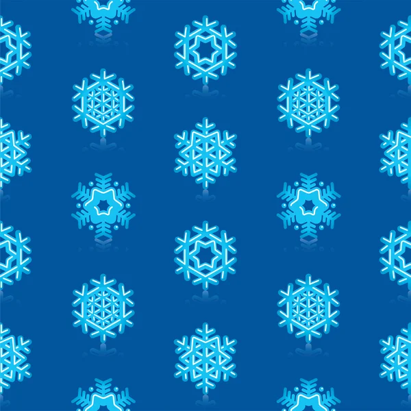 Glossy 3d Modern Deep Blue Snowflakes Pattern — Stock Vector