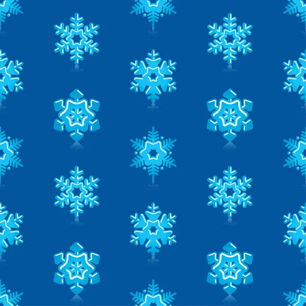 Glossy 3d Modern Deep Blue Snowflakes Pattern — Stock Vector