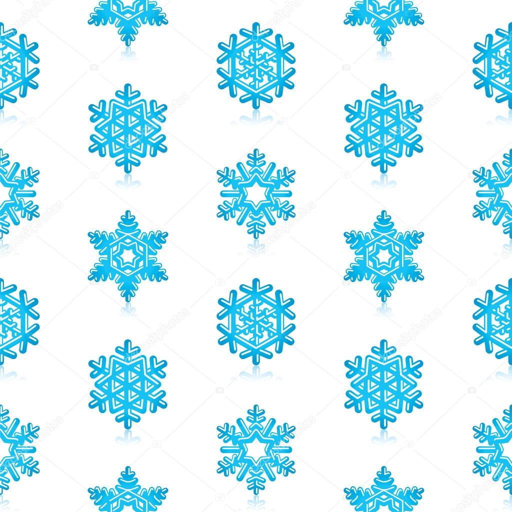 Glossy 3d Modern Blue Snowflakes Pattern