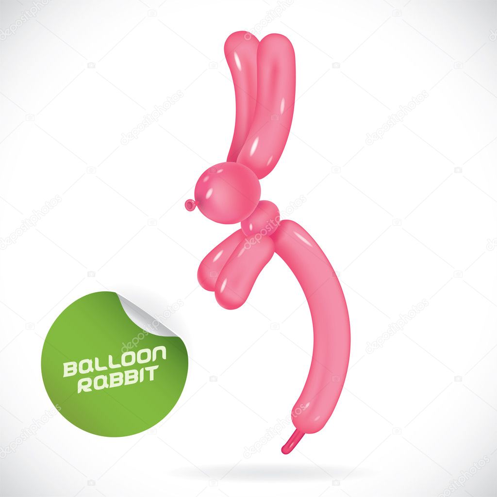 Glossy Balloon Rabbit Illustration, Icons, Button, Sign, Symbol, Logo for Baby, Family, Children, Teenager