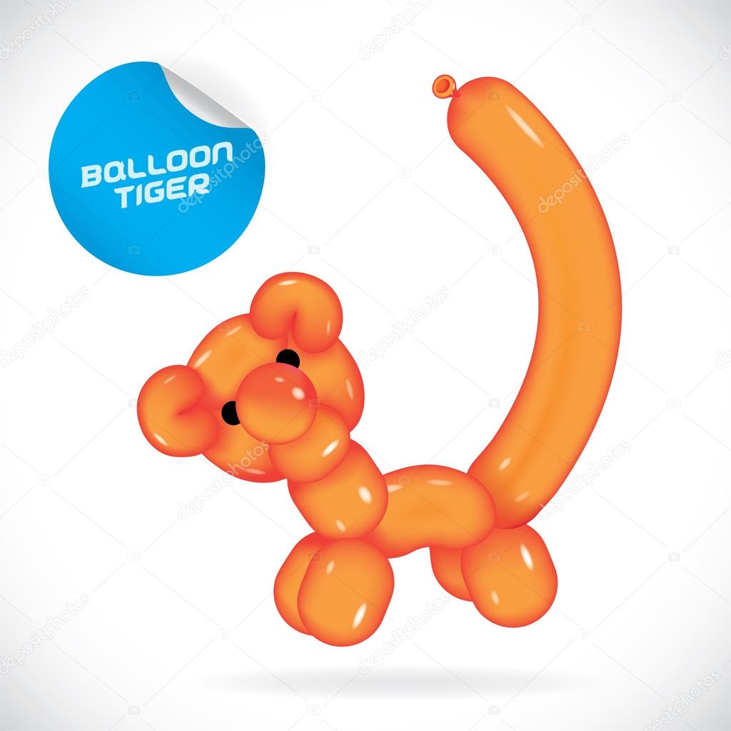 Glossy Balloon Tiger Illustration, Icons, Button, Sign, Symbol, Logo for Baby, Family, Children, Teenager