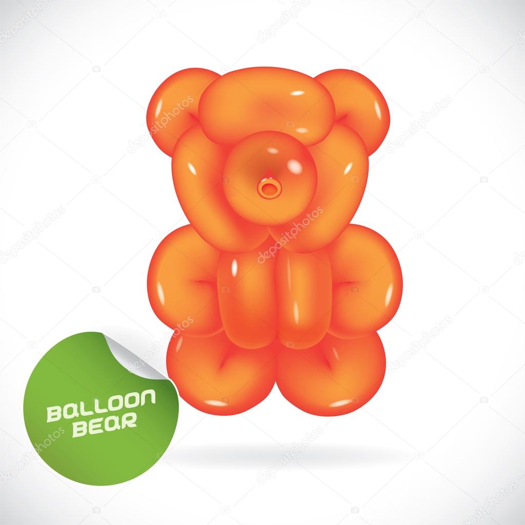 Glossy Balloon Bear Illustration, Icons, Button, Sign, Symbol, Logo for Baby, Family, Children, Teenager