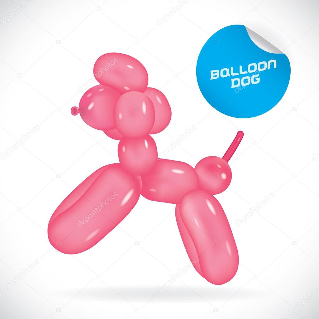 Glossy Balloon Dog Illustration, Icons, Button, Sign, Symbol, Logo for Baby, Family, Children, Teenager