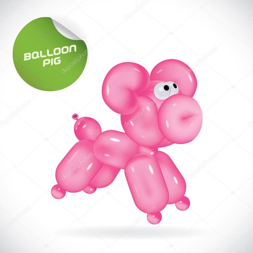 Glossy Balloon Pig Illustration, Icons, Button, Sign, Symbol, Logo for Baby, Family, Children, Teenager