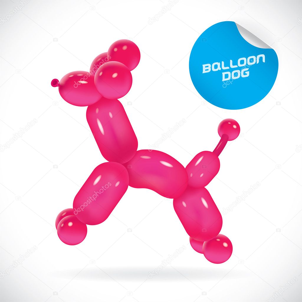 Glossy Balloon Dog Illustration, Icons, Button, Sign, Symbol, Logo for Baby, Family, Children, Teenager