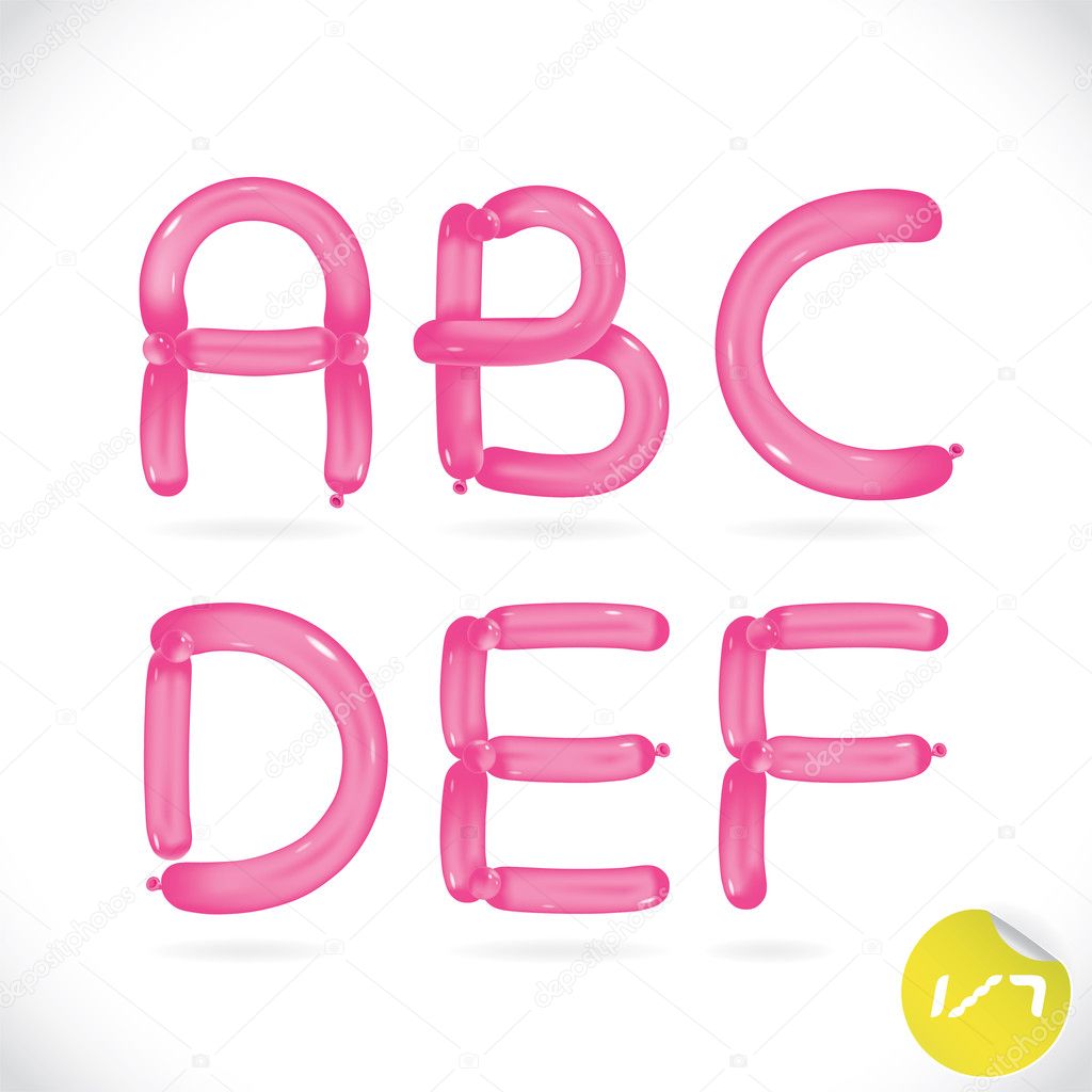 Unique Glossy Balloon Alphabet, Letters, Illustration, Sign, Icon, Symbol for Baby, Family, Education