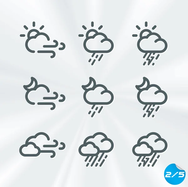 Vektor-Wetter-Icons Sammlung, Taste, Zeichen, Symbol, Emblem, Aufkleber, Abzeichen, Logo für Web-Design, Benutzeroberfläche, Baby, Kinder — Stockvektor