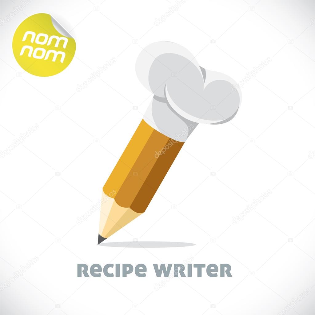 Glossy Recipe Writer Illustrations, Sign, Symbol, Button, Badge, Icon, Logo for Family, Baby, Children, Teenager