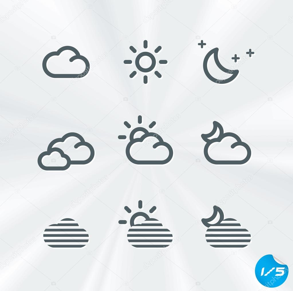 Vector Weather Icons Collection, Button, Sign, Symbol, Emblem, Sticker, Badge, Logo for Web Design, User Interface, Baby, Children