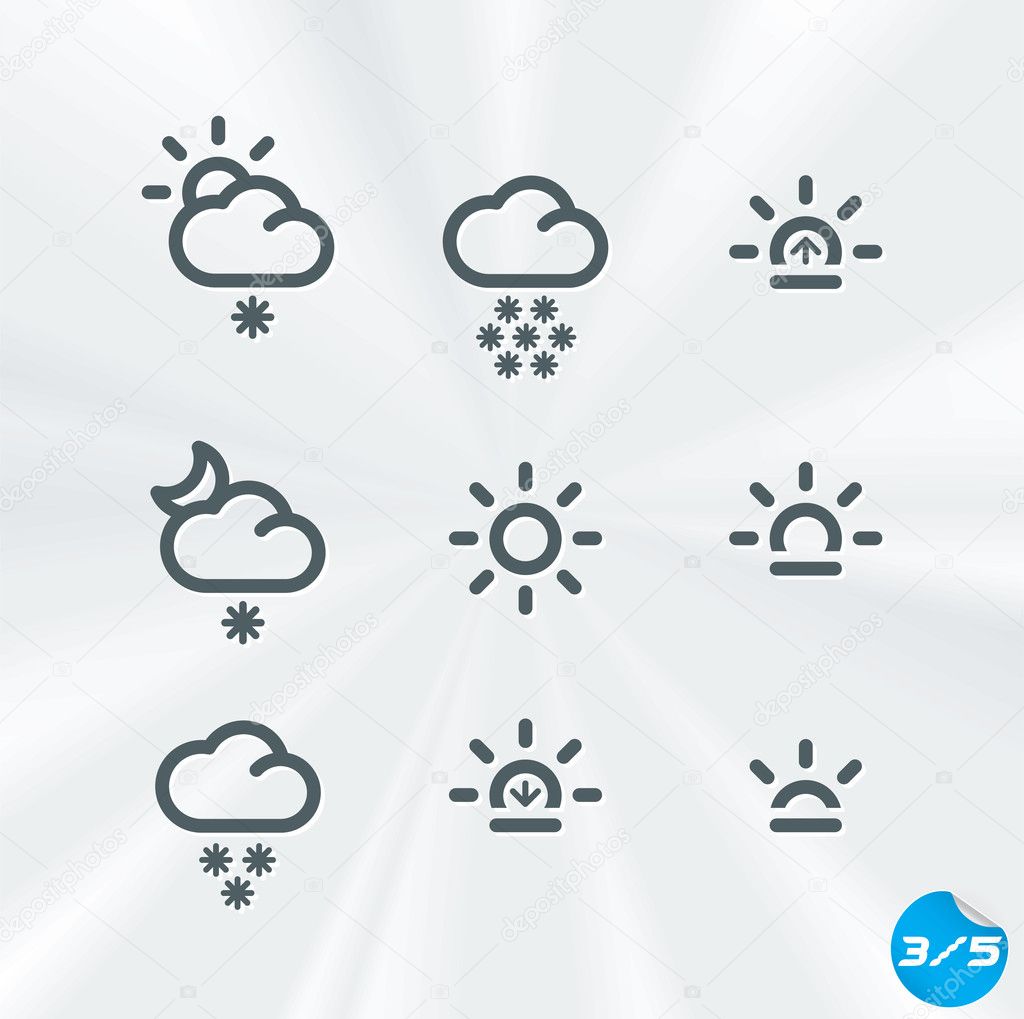 Vector Weather Icons Collection, Button, Sign, Symbol, Emblem, Sticker, Badge, Logo for Web Design, User Interface, Baby, Children