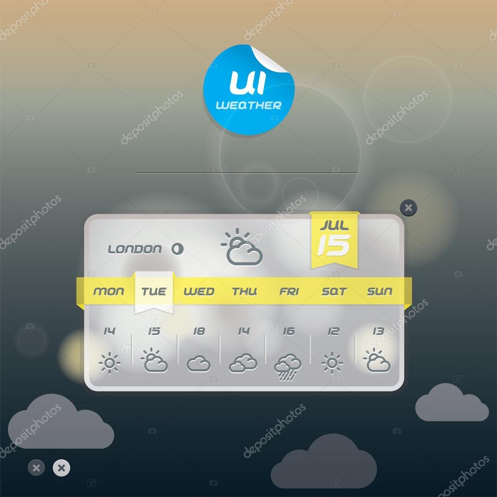 Vector Weather Widget, Button, Sign, Symbol, Emblem, Sticker, Badge, Logo for Web Design, User Interface, Mobile Phone, Baby, Children