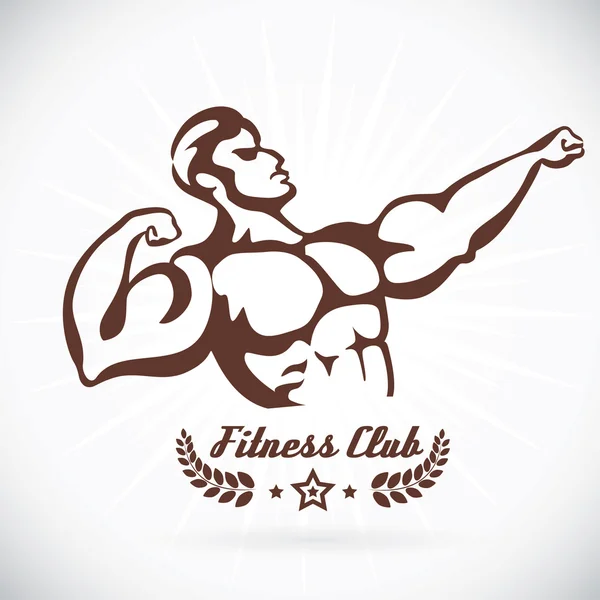 Bodybuilder Fitness Model Ilustración, Cartel, Símbolo, Botón, Insignia, Icono, Logo para la familia, Bebé, Niños, Adolescente,, Tatuaje — Vector de stock