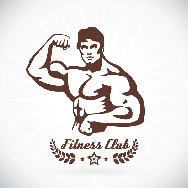 Bodybuilder fitness model illustratie, teken, symbool, knop, badge, pictogram, logo voor familie, baby, kinderen, tiener, tattoo — Stockvector