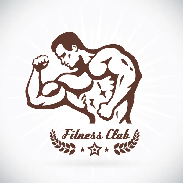 Bodybuilder Fitness Model Ilustración, Cartel, Símbolo, Botón, Insignia, Icono, Logo para la familia, Bebé, Niños, Adolescente,, Tatuaje — Archivo Imágenes Vectoriales