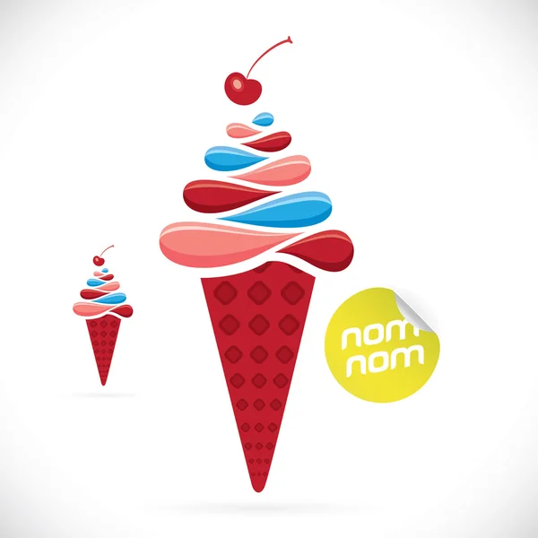 Ice Cream Illustration, Sign, Symbol, Button, Badge, Icon, Logo for Family, Baby, Children, Teenager — 스톡 벡터