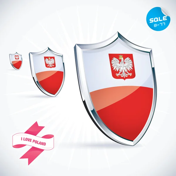 Kocham Polska flaga ilustracja, znak, symbol, przycisk, odznaka, ikony, logo dla rodziny, dziecko, dzieci, nastolatek — Wektor stockowy