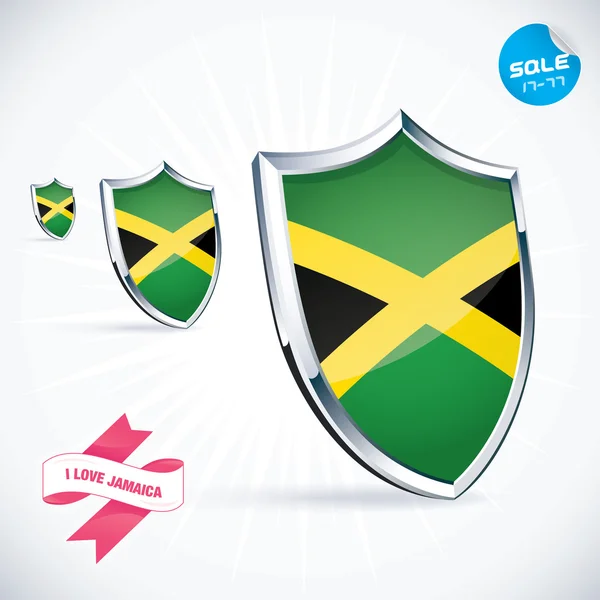 Ik hou van jamaica vlag illustratie, teken, symbool, knop, badge, pictogram, logo voor familie, tiener, baby, kinderen — Stockvector