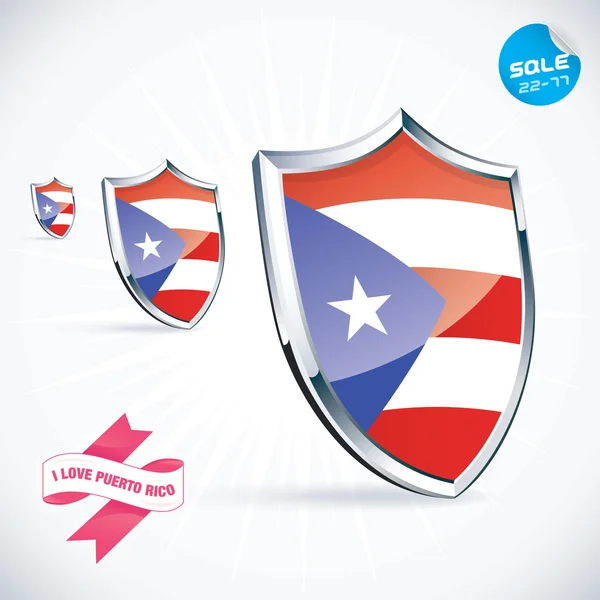 I Love Puerto Rico Flag Illustration, Sign, Symbol, Button, Badge, Icon, Logo for Family, Baby, Children, Teenager — Stock Vector