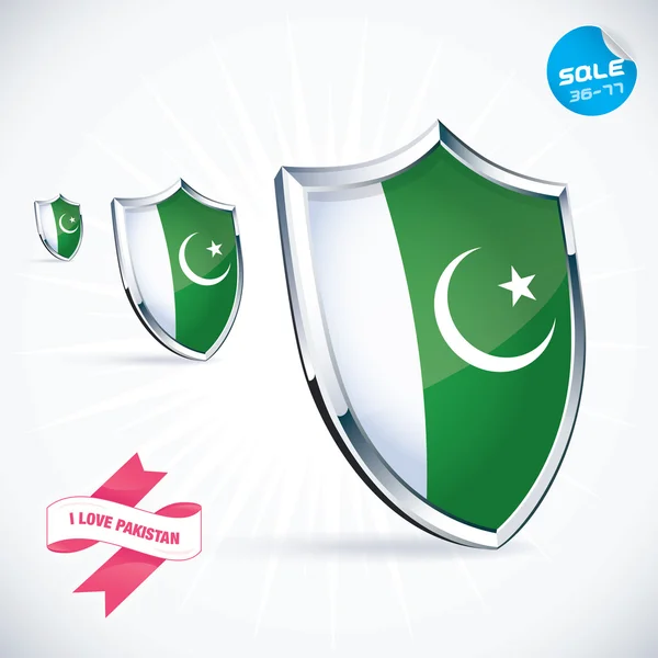 I Love Pakistan Flag Illustration, Sign, Symbol, Button, Badge, Icon, Logo for Family, Baby, Children, Teenager — 스톡 벡터