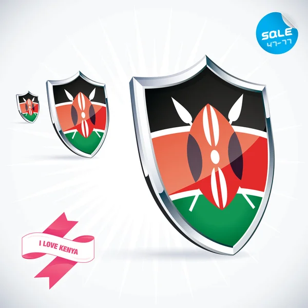 Me encanta la bandera de Kenia Ilustración, Cartel, Símbolo, Botón, Insignia, Icono, Logo para la familia, Bebé, Niños, Adolescente — Vector de stock