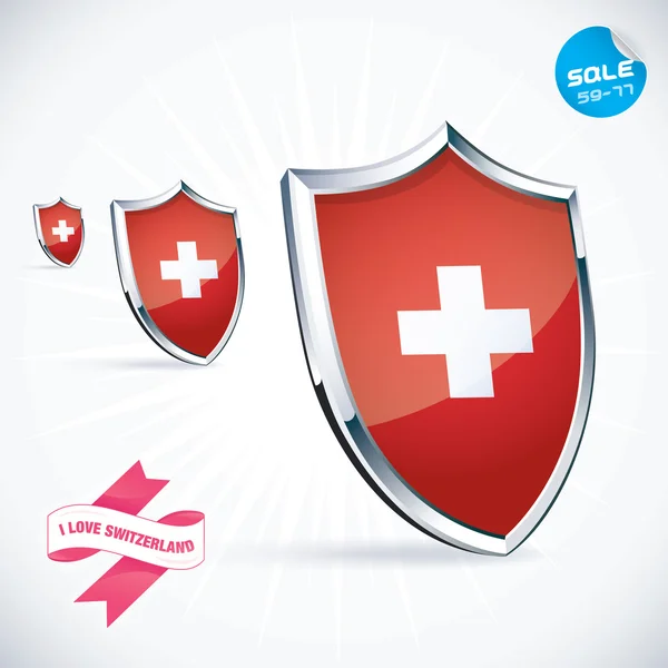 I Love Switzerland Flag Illustration, Sign, Symbol, Button, Badge, Icon, Logo for Family, Baby, Children, Teenager — Stock Vector