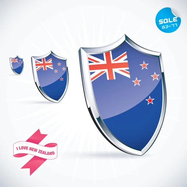 I Love New Zealand Flag Illustration, Sign, Symbol, Button, Badge, Icon, Logo for Family, Baby, Children, Teenager — Stock Vector