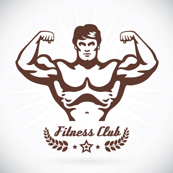 Bodybuilder Fitness Model Ilustración, Cartel, Símbolo, Botón, Insignia, Icono, Logo para la familia, Bebé, Niños, Adolescente,, Tatuaje — Archivo Imágenes Vectoriales