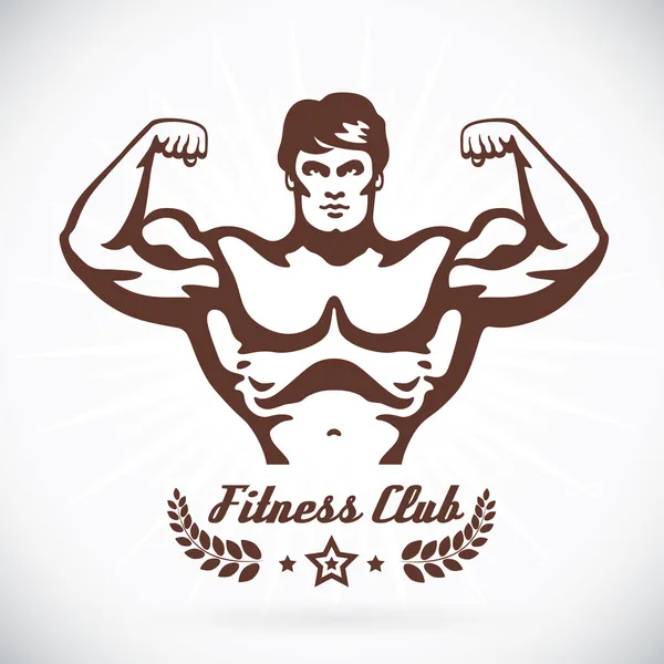 Bodybuilder fitness modell illustration, sign, symbol, knappen, badge, ikon, logotyp för familj, baby, barn, tonåring, tatuering Vektorgrafik